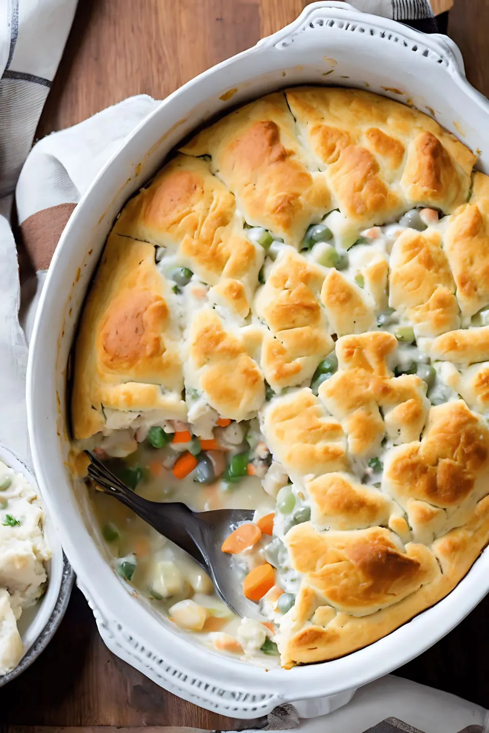 Chicken Pot Pie with a Biscuit Crust Recipe