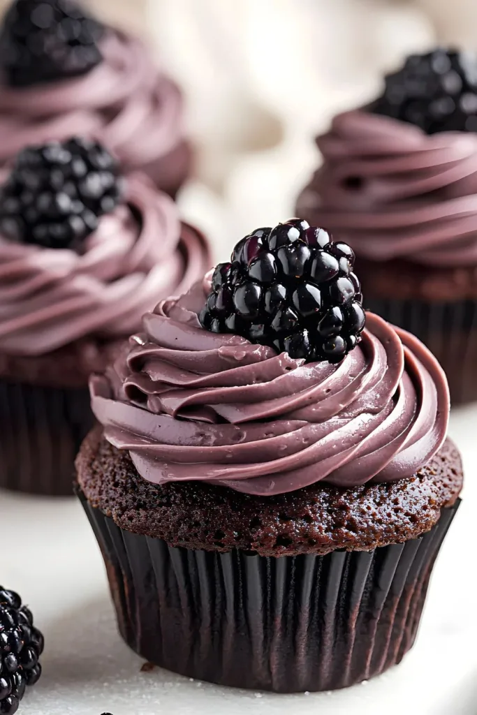 Dark Chocolate Blackberry Cupcakes Recipe
