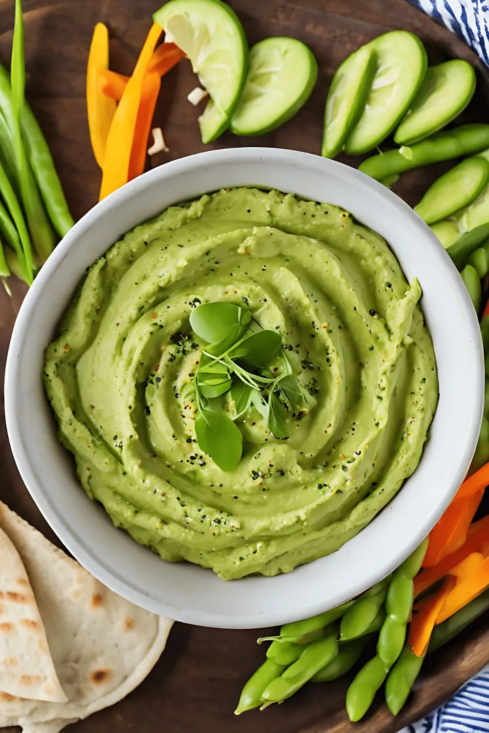 Edamame Hummus with Pita Bread Recipe
