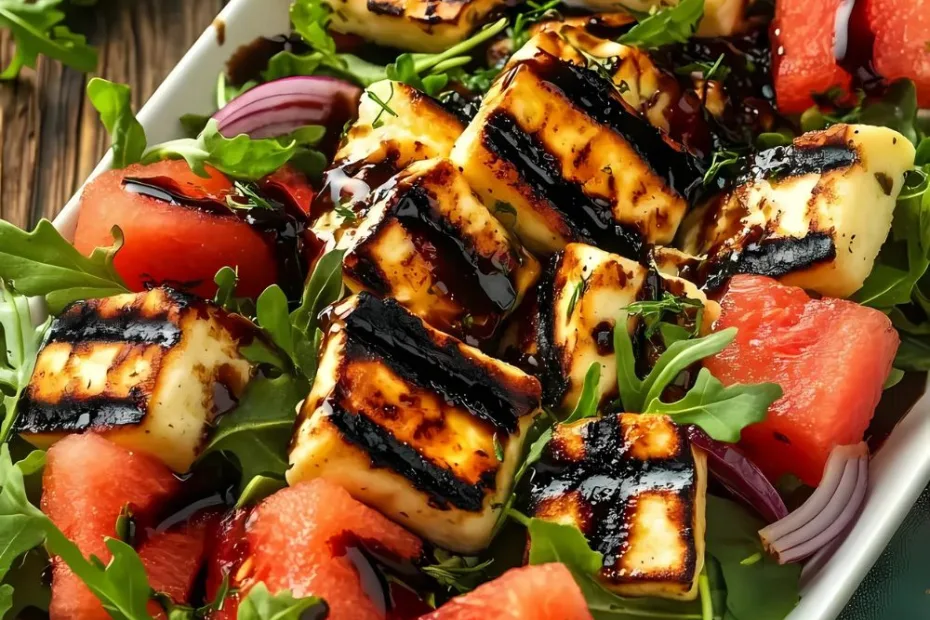Grilled Halloumi Cheese with Watermelon Recipe