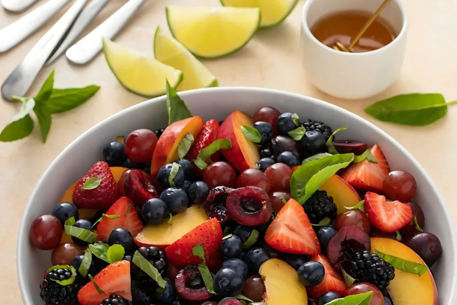Honey Lime Basil Peach Salad Recipe