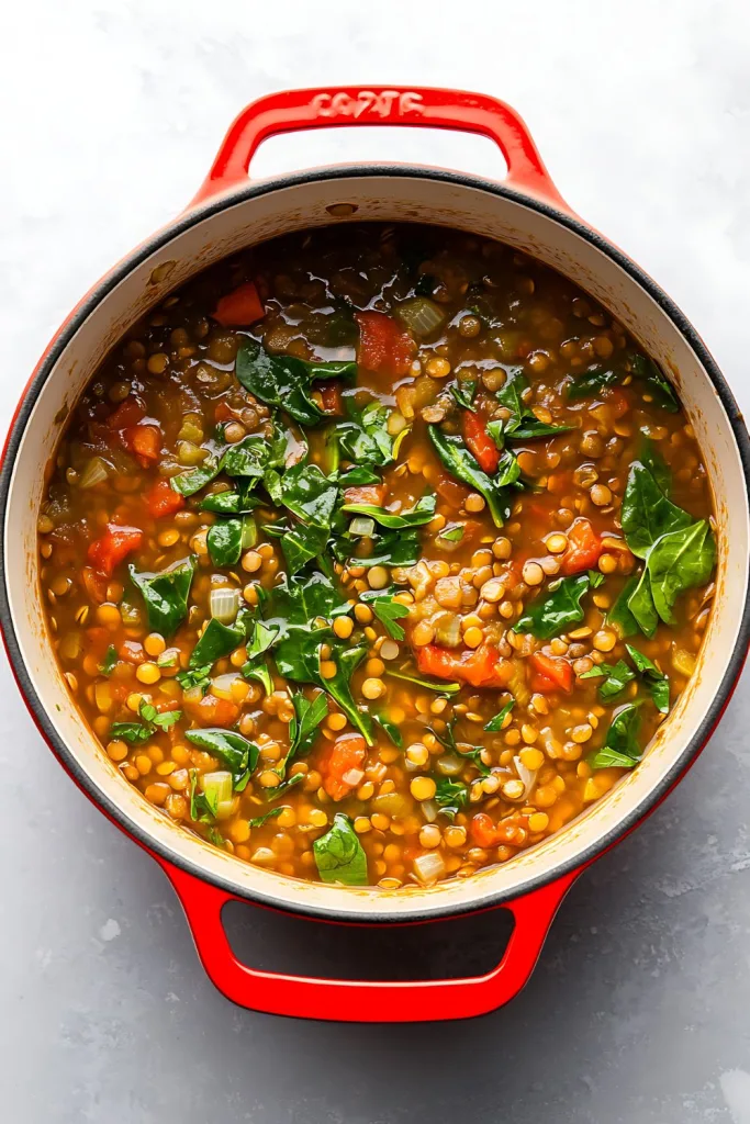Lentil Soup with Spinach and Tomatoes Recipe