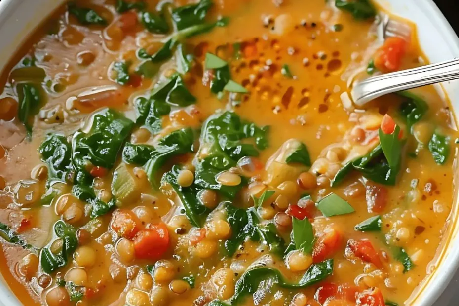 Lentil Soup with Spinach and Tomatoes Recipe