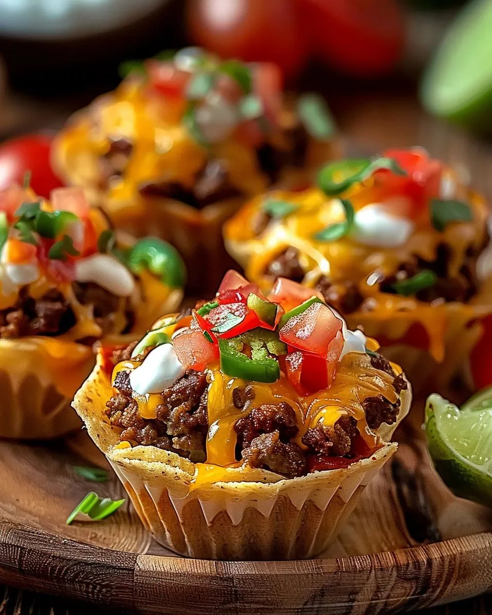 Mini Taco Cupcakes with Zesty Ground Beef and Cheese Recipe