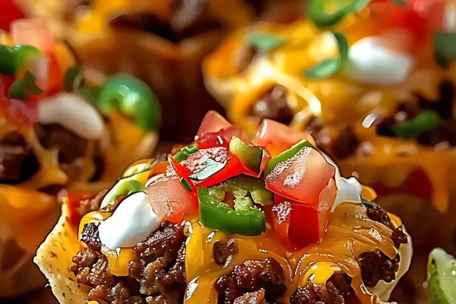 Mini Taco Cupcakes with Zesty Ground Beef and Cheese Recipe