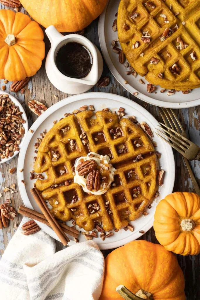 Pumpkin Spice Waffles with Maple Syrup Recipe