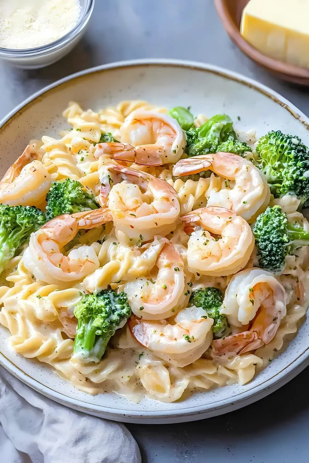 Shrimp Alfredo Pasta with Broccoli recipe