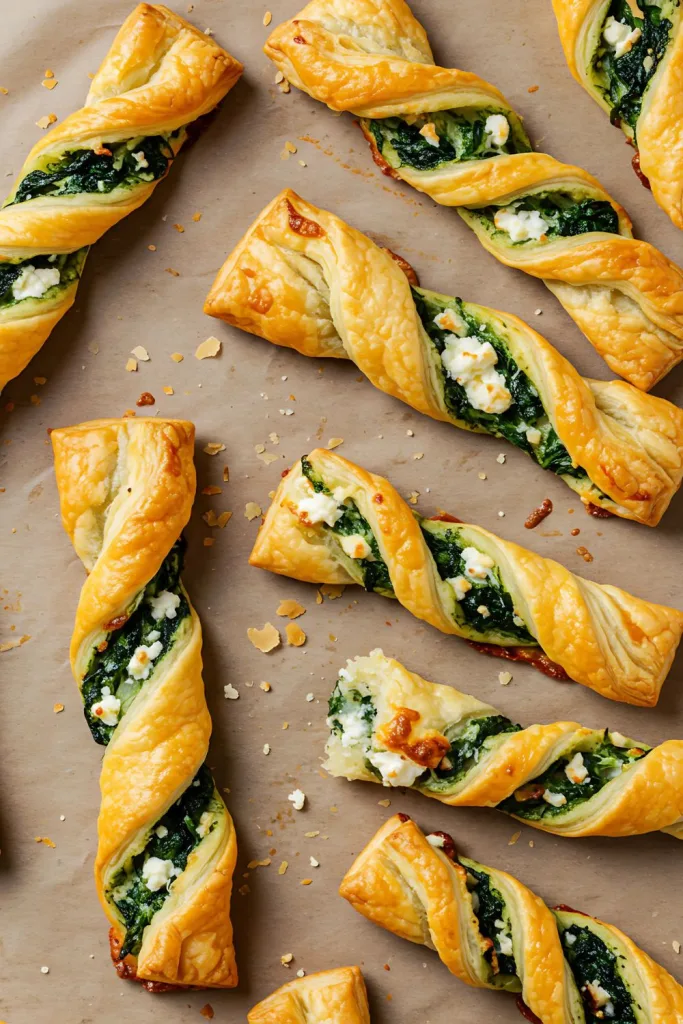 Spinach and Feta Puff Pastry Twists Recipe