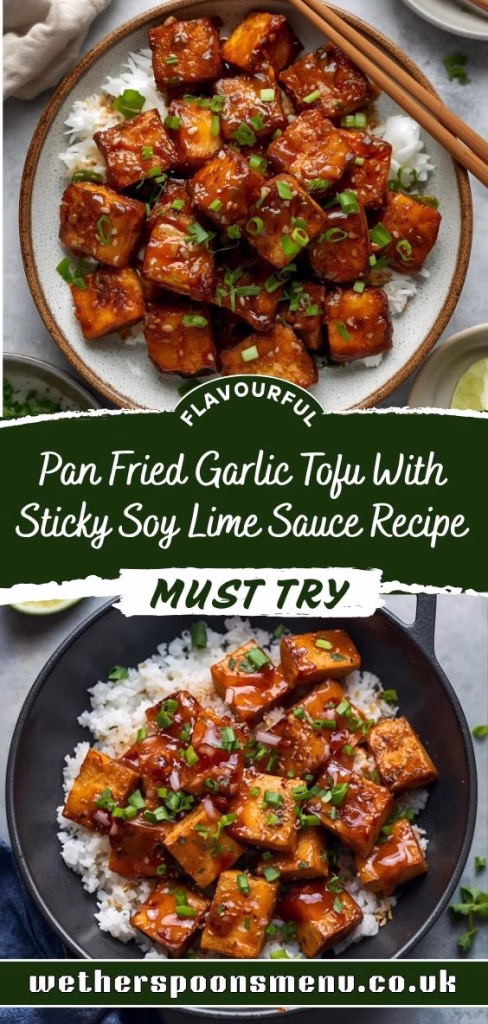 Pan Fried Garlic Tofu with Sticky Soy Lime Sauce Recipe