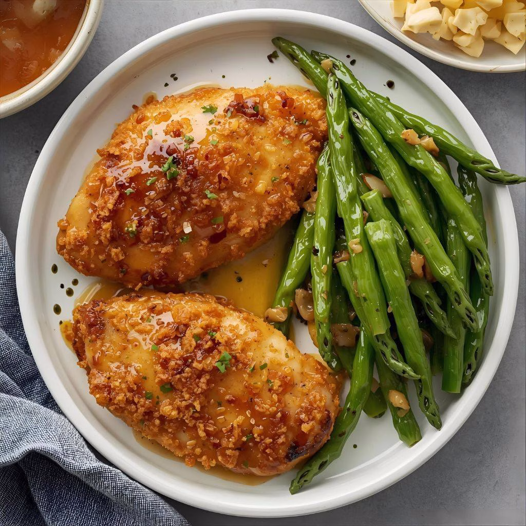 Double Crunch Honey Garlic Chicken Breasts Recipe