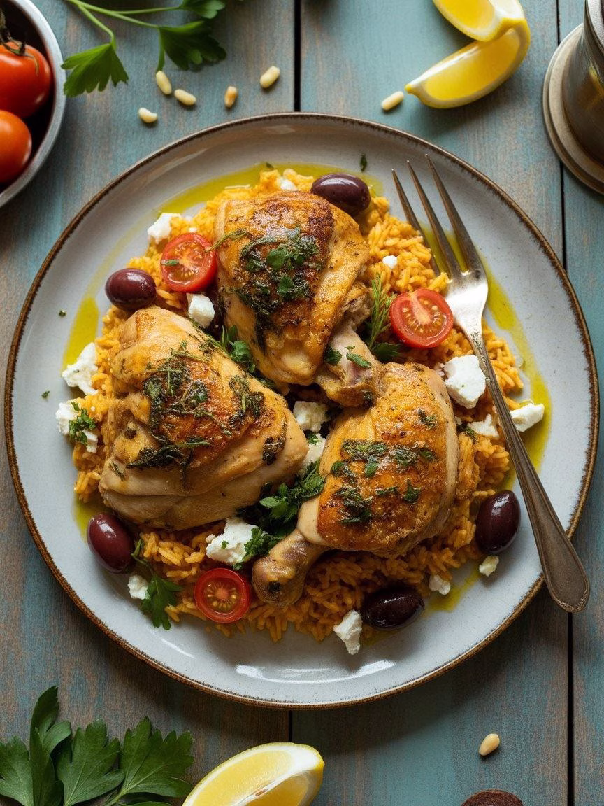 One Pan Mediterranean Chicken and Rice Recipe