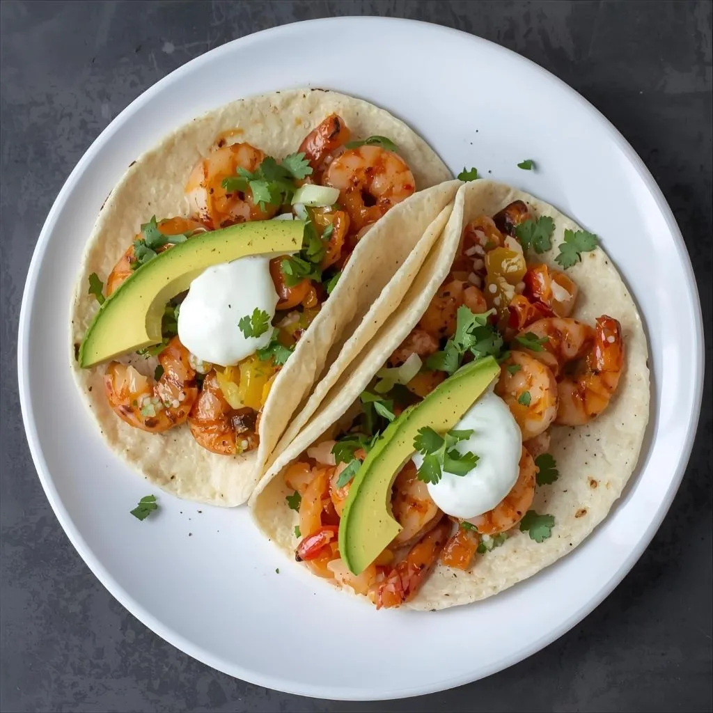 Spicy Shrimp Tacos With Avocado Crema Recipe