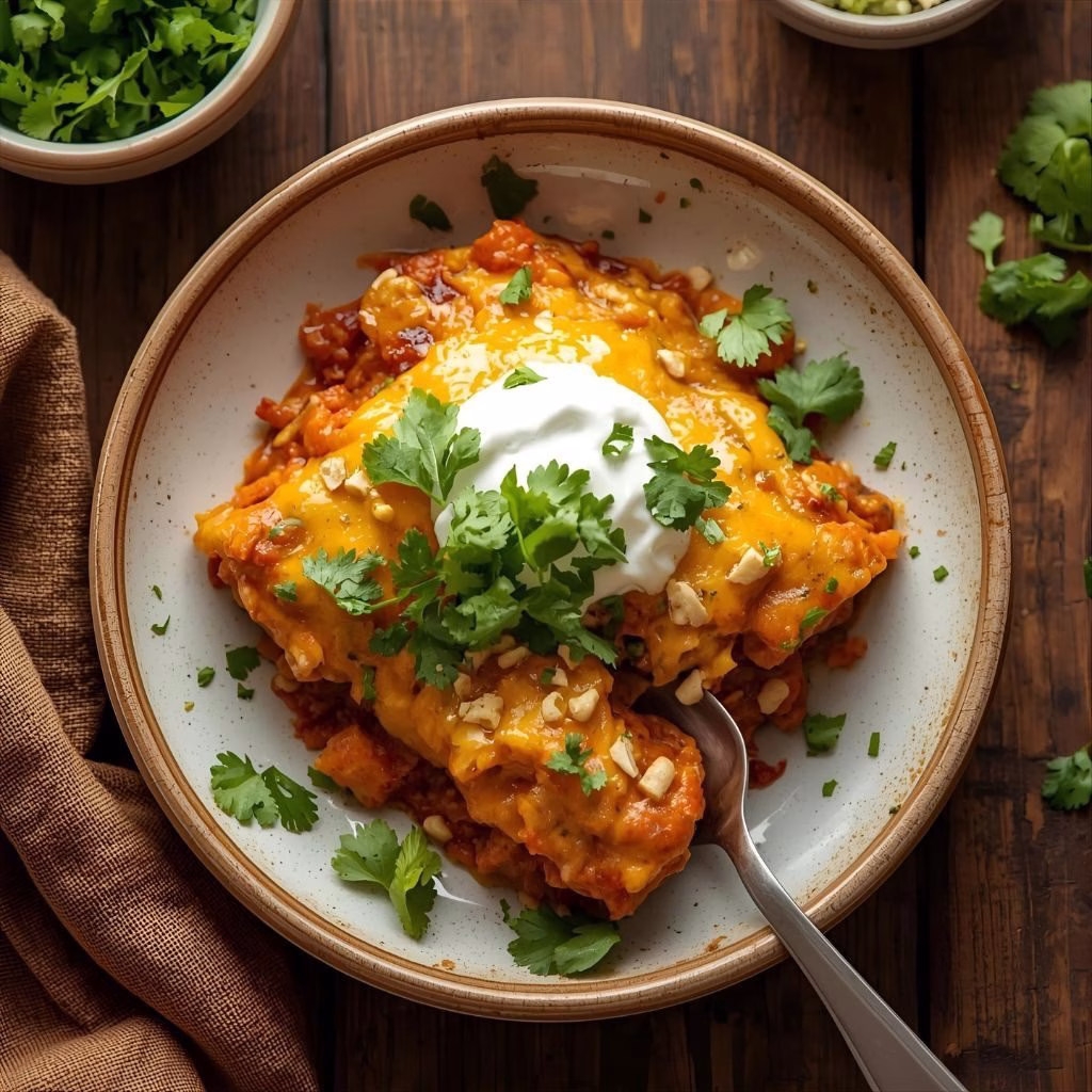 Crockpot Chicken Enchilada Casserole Recipe