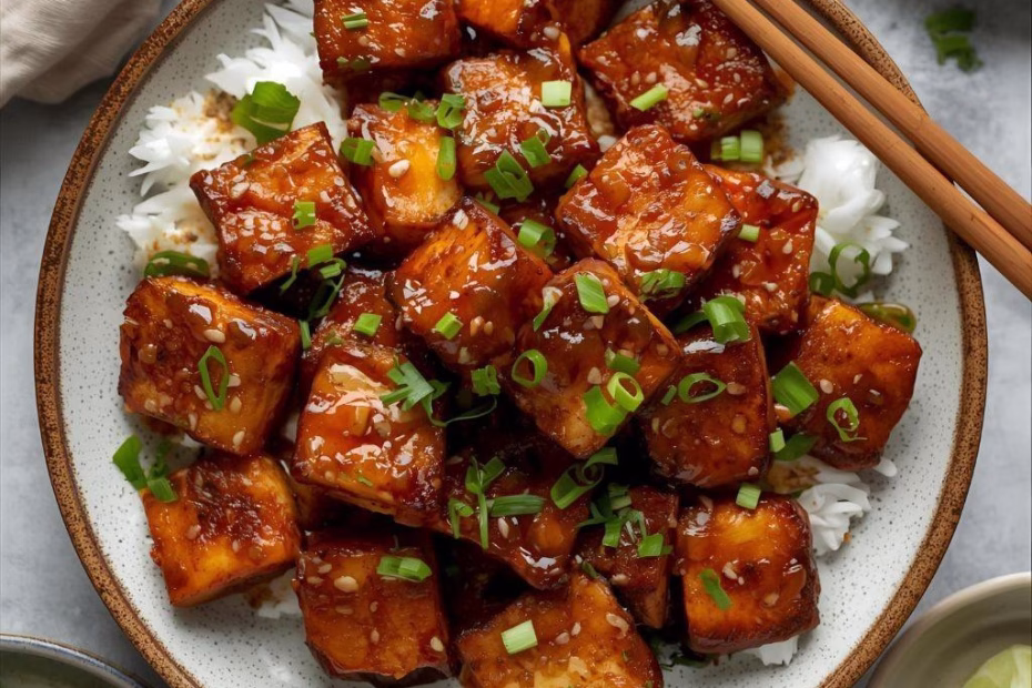 Pan Fried Garlic Tofu with Sticky Soy Lime Sauce Recipe