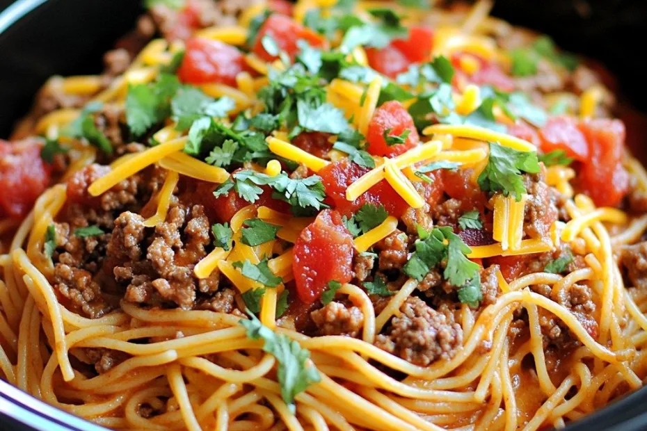 Crockpot Taco Spaghetti Recipe