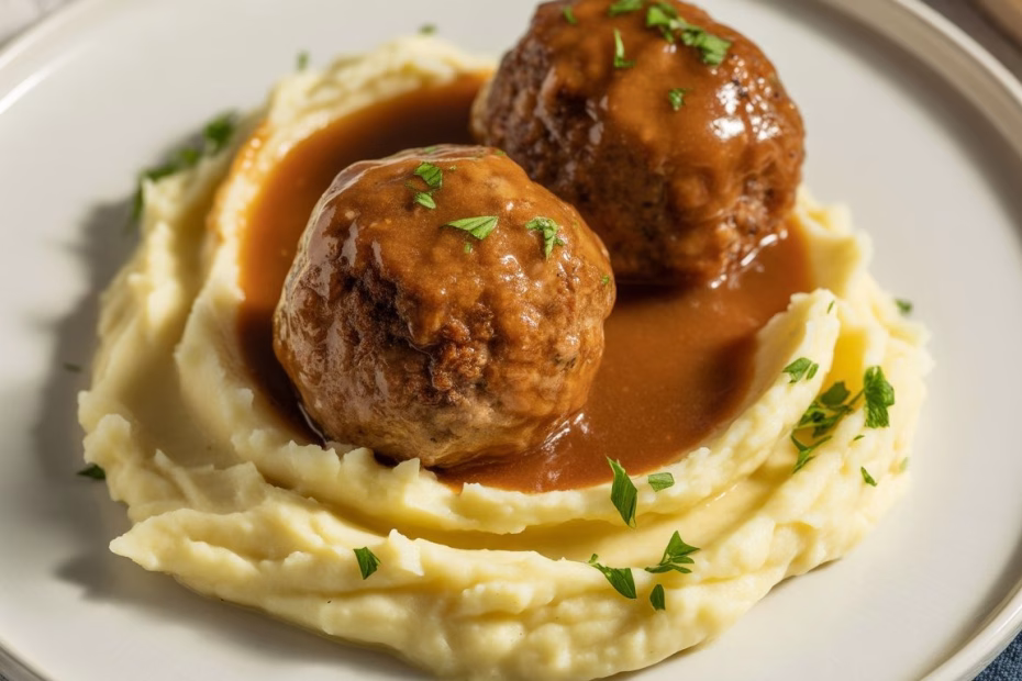 Salisbury Meatballs and Mashed Potatoes Recipe