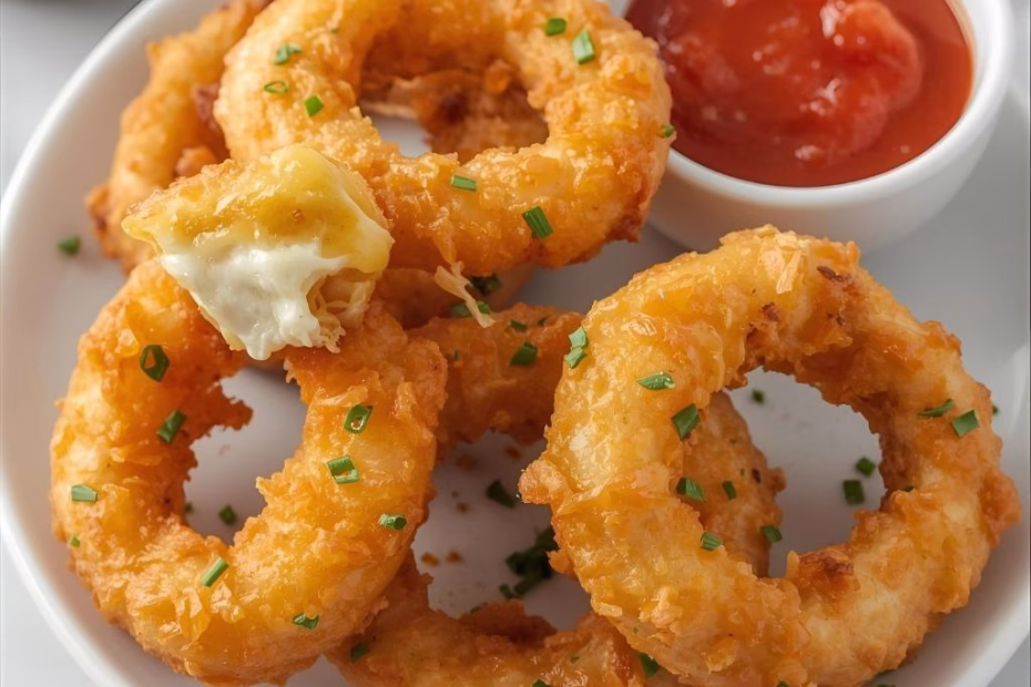 Cheesy Stuffed Mozzarella Onion Rings Recipe