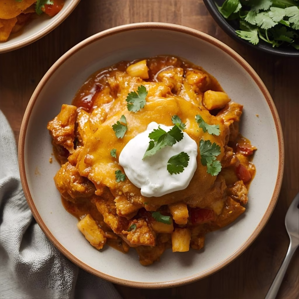 Crockpot Chicken Enchilada Casserole Recipe