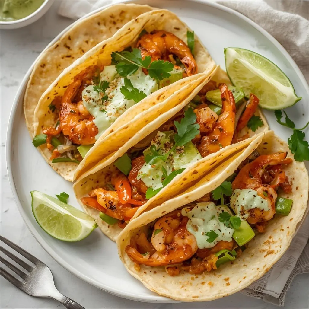 Spicy Shrimp Tacos With Avocado Crema Recipe