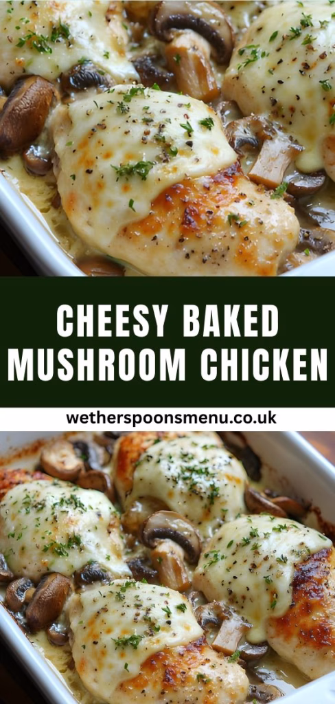 Cheesy Baked Mushroom Chicken Recipe