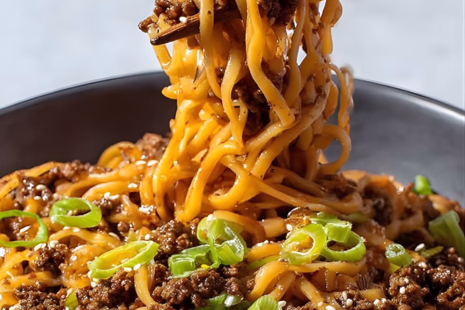 Ground Beef Mongolian Noodles Recipe