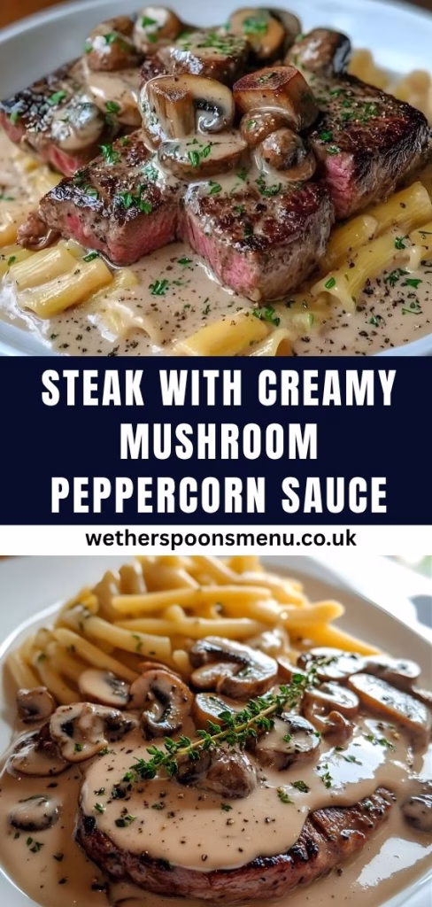 Steak With Creamy Mushroom Peppercorn Sauce Recipe