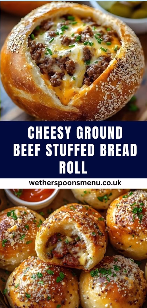 Cheesy Ground Beef Stuffed Bread Roll Recipe