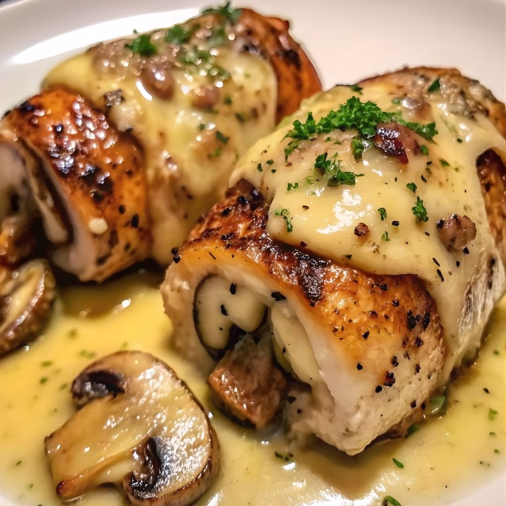 Easy Cheesy Baked Chicken Breasts With Mushrooms Recipe