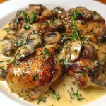 Chicken Thighs with Creamy Mushroom Garlic Sauce Recipe