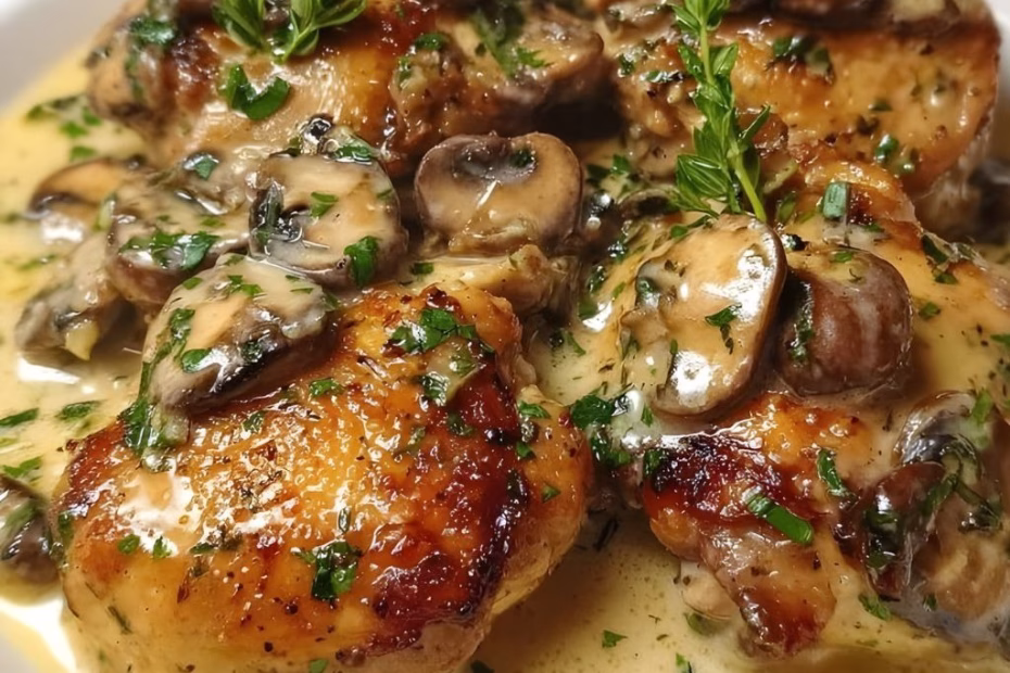 Chicken Thighs with Creamy Mushroom Garlic Sauce Recipe