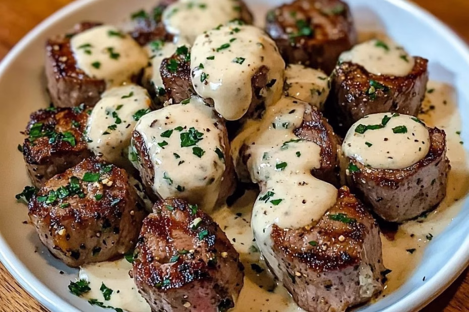 Garlic Butter Steak Bites With Parmesan Cream Sauce Recipe