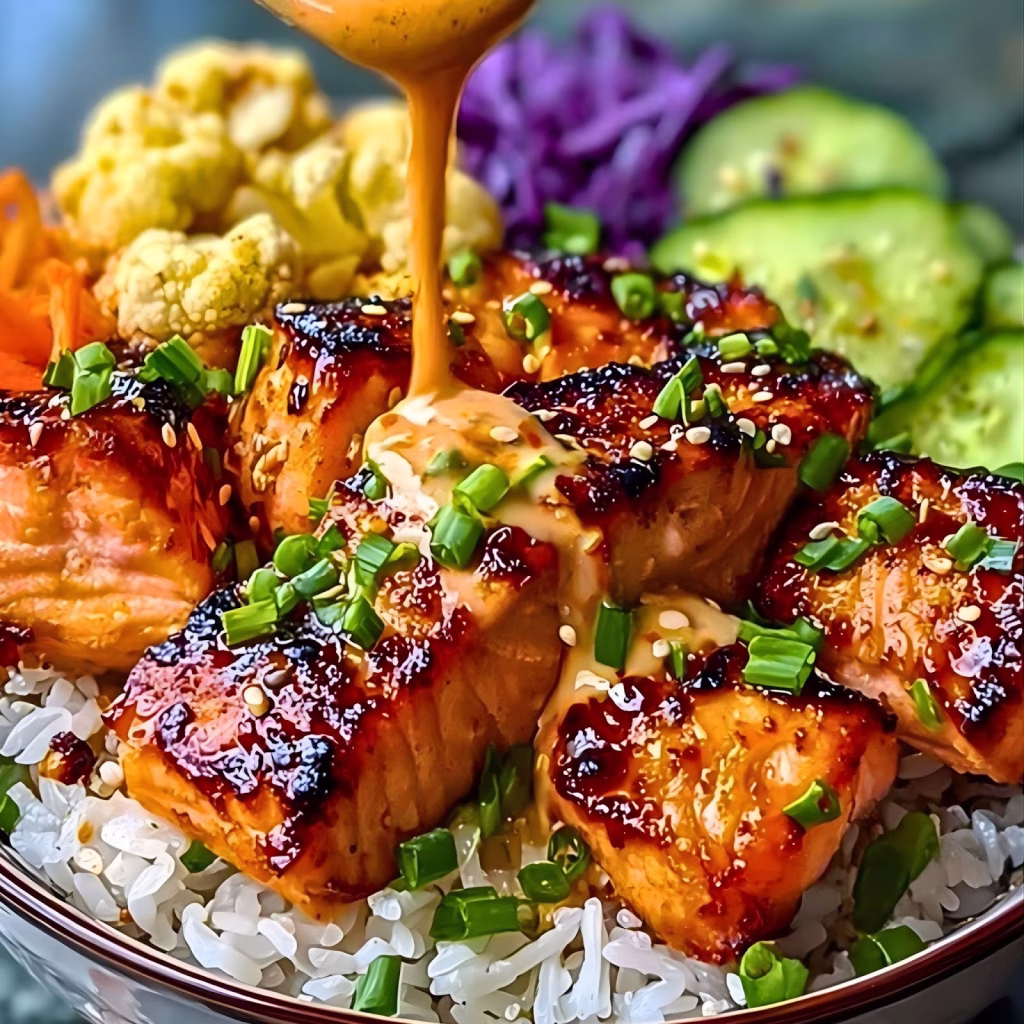 Honey Sriracha Salmon Bowls Recipe