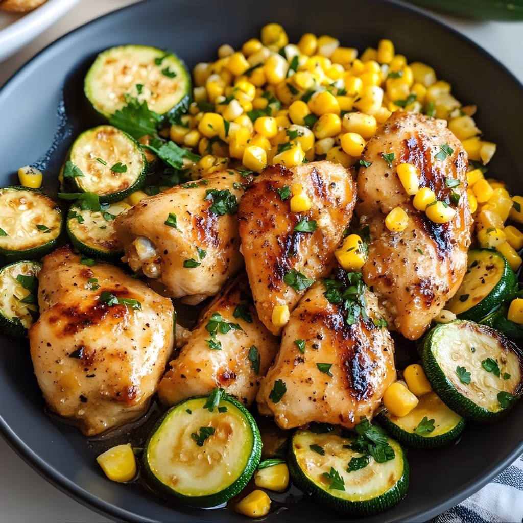 Garlic Butter Chicken With Zucchini And Corn Recipe