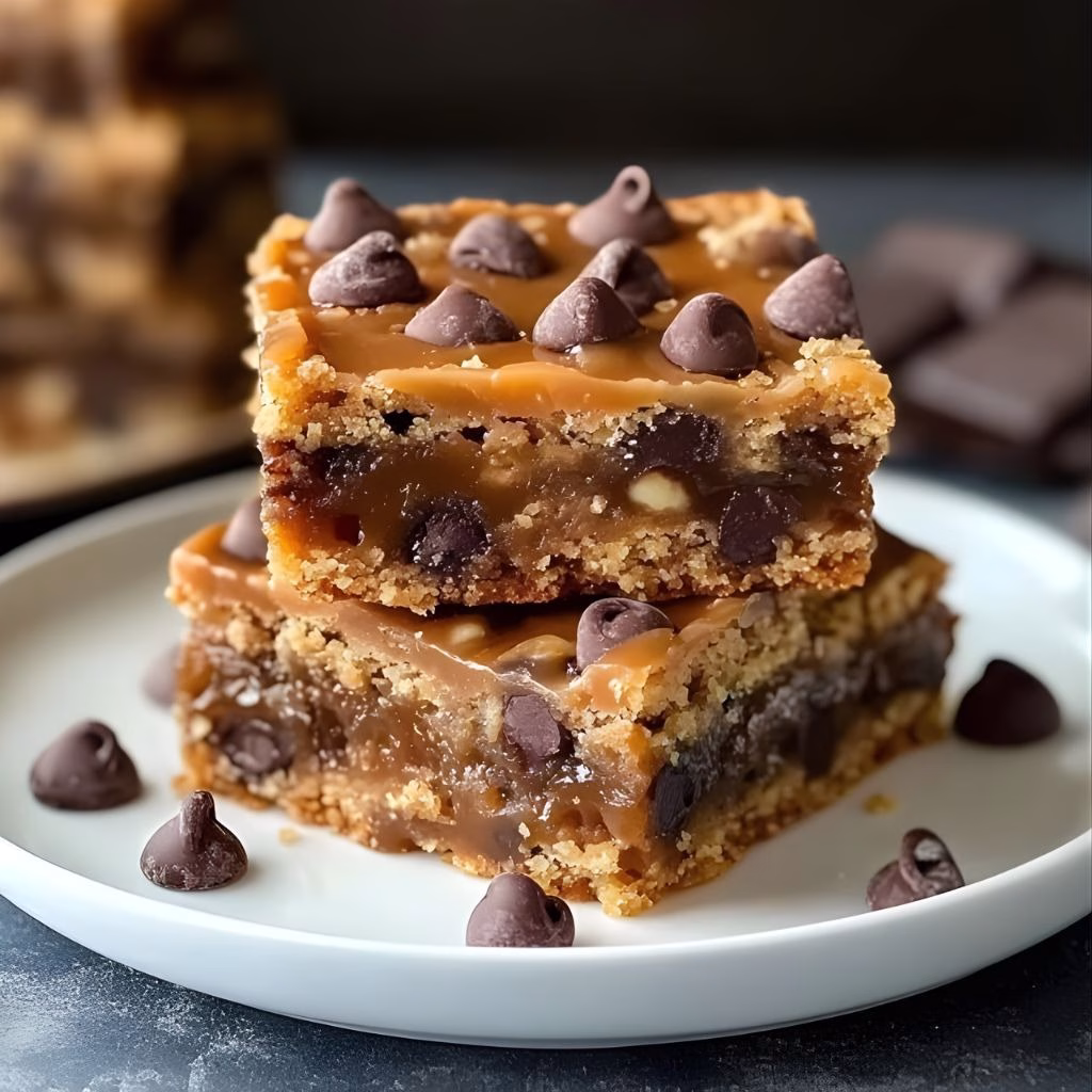 Salted Caramel Chocolate Chip Cookie Bars Recipe