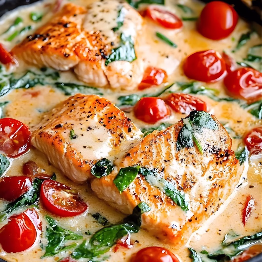 Pan Seared Creamy Tuscan Salmon Recipe