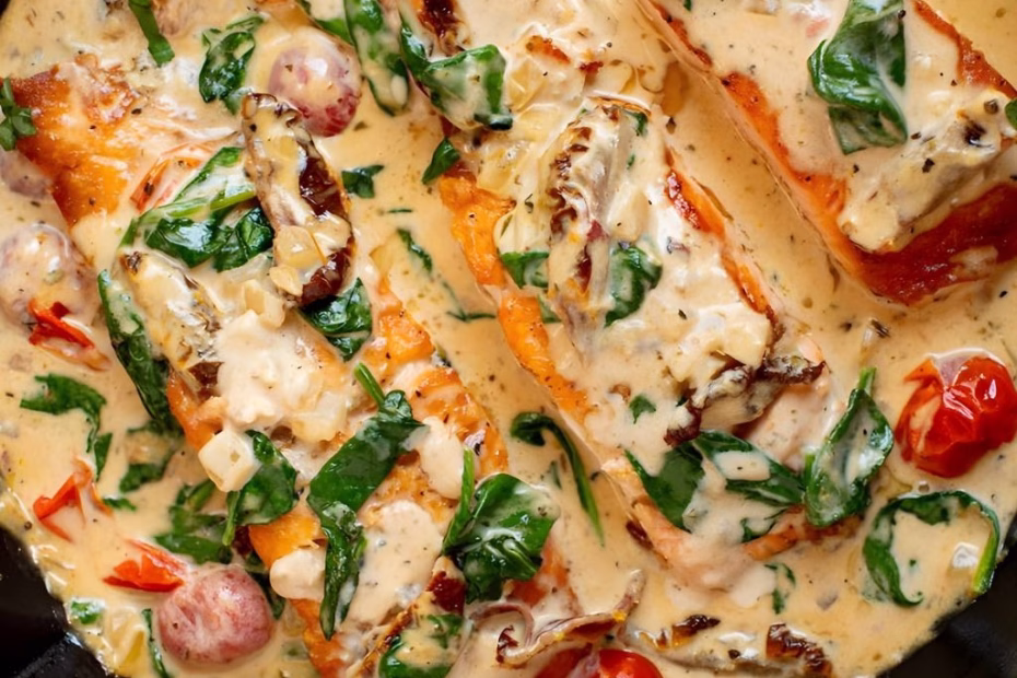 Pan Seared Creamy Tuscan Salmon Recipe