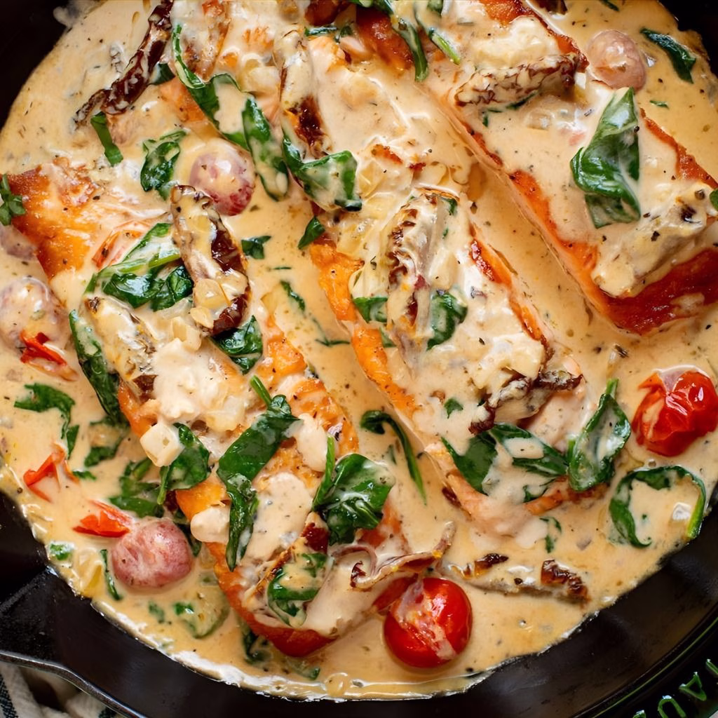 Pan Seared Creamy Tuscan Salmon Recipe