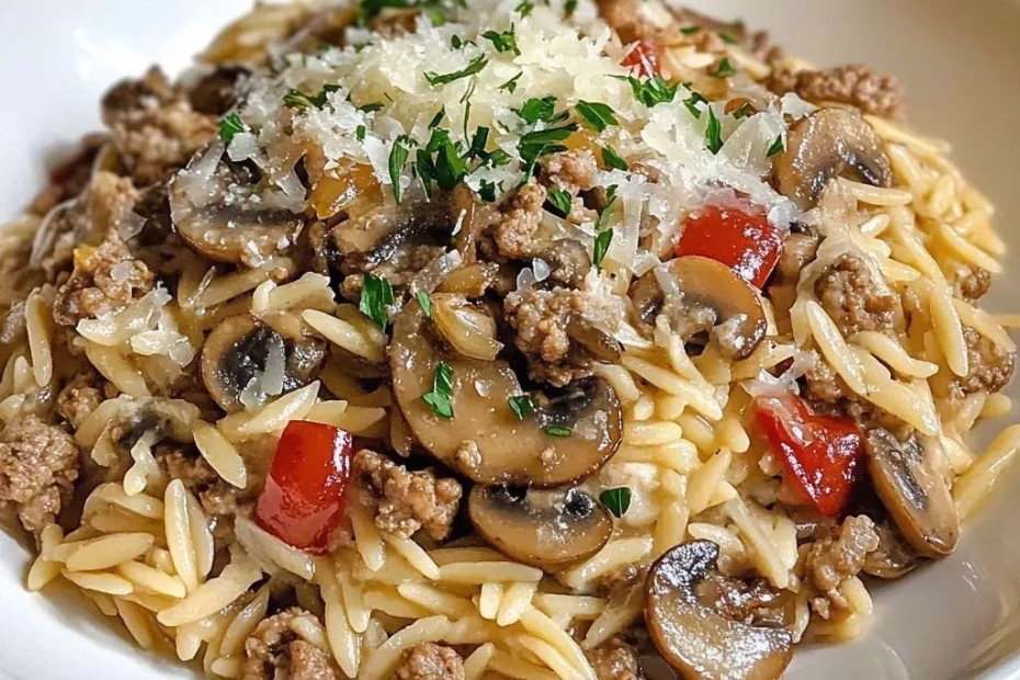 Creamy Ground Turkey and Mushroom Orzo Recipe