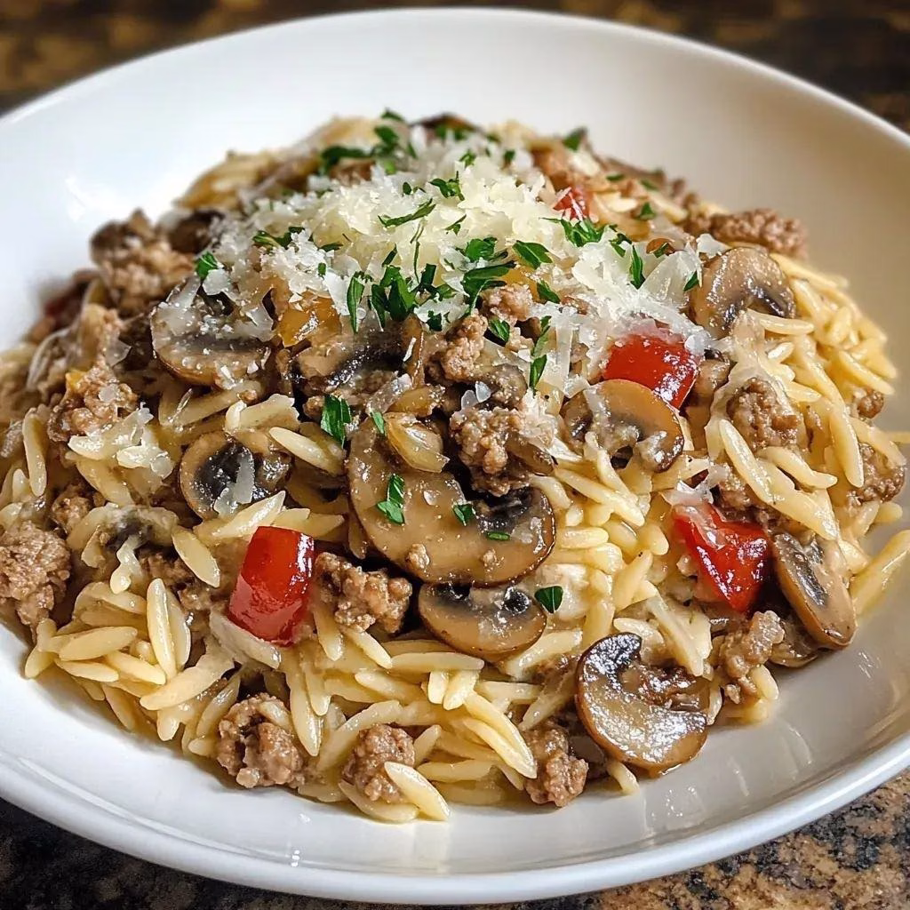 Creamy Ground Turkey and Mushroom Orzo Recipe