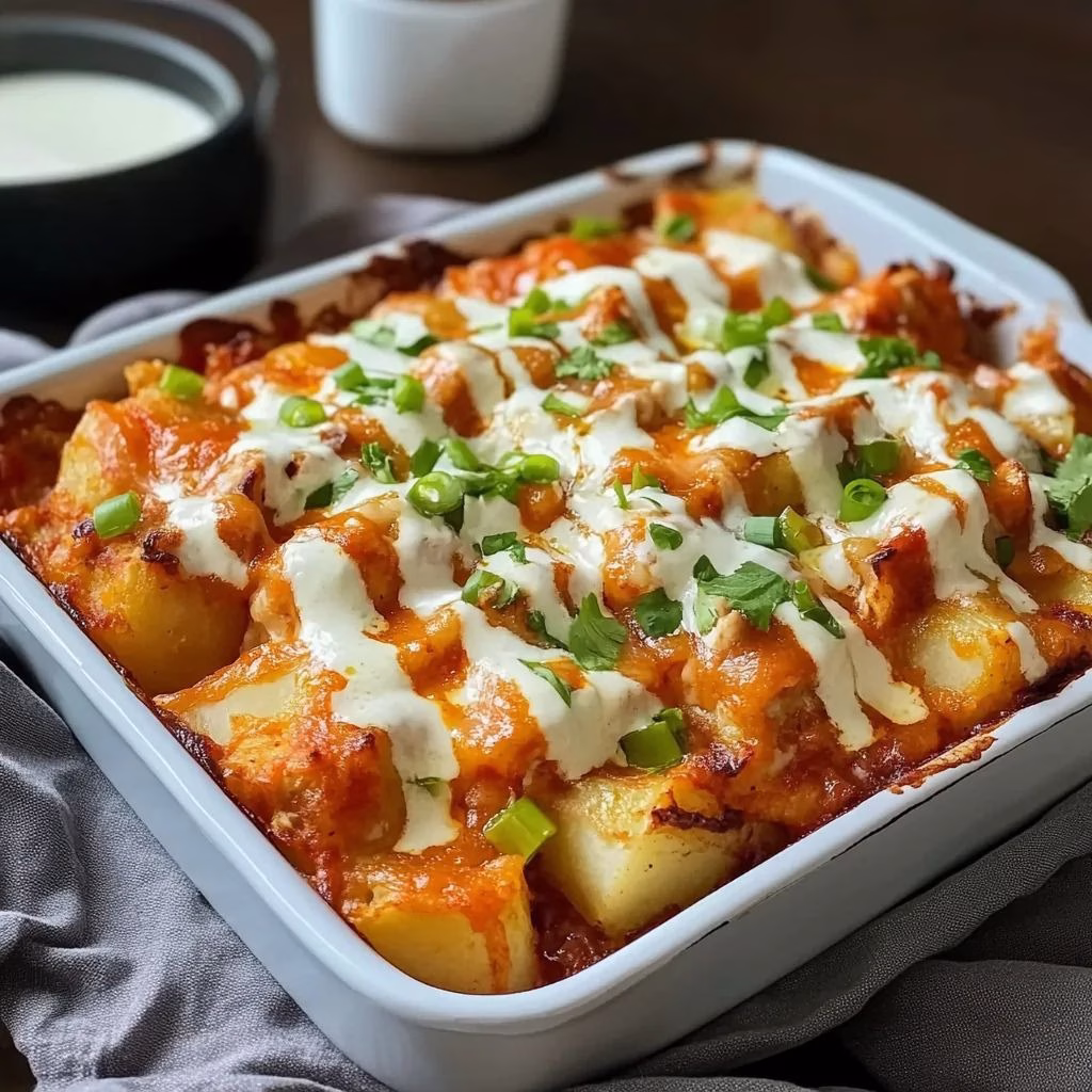 Buffalo Chicken Roasted Potato Bake Recipe