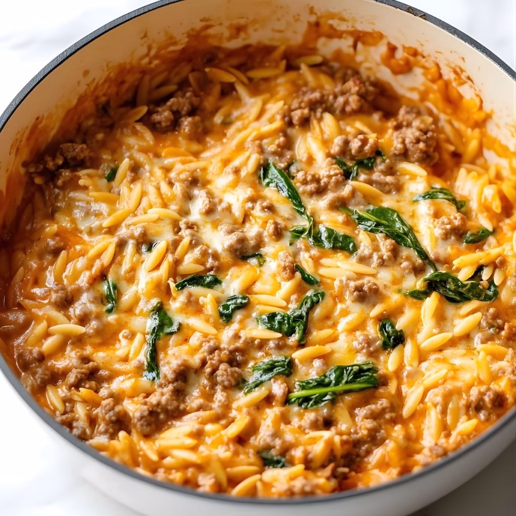 Ground Turkey Orzo in Tomato Sauce Recipe