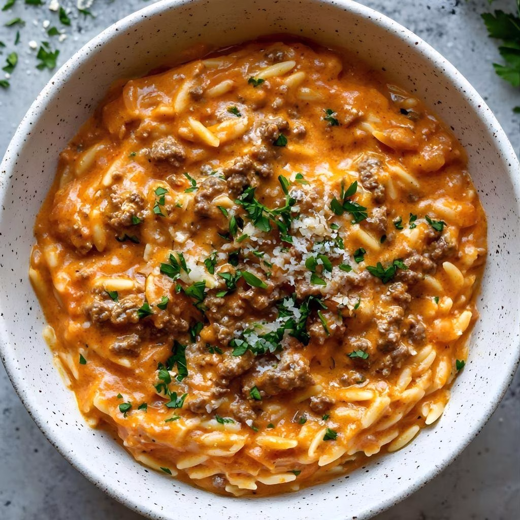 Ground Turkey Orzo in Tomato Sauce Recipe