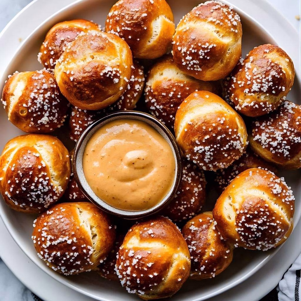 Soft Pretzel Bites with Vegan Cheese Sauce Recipe