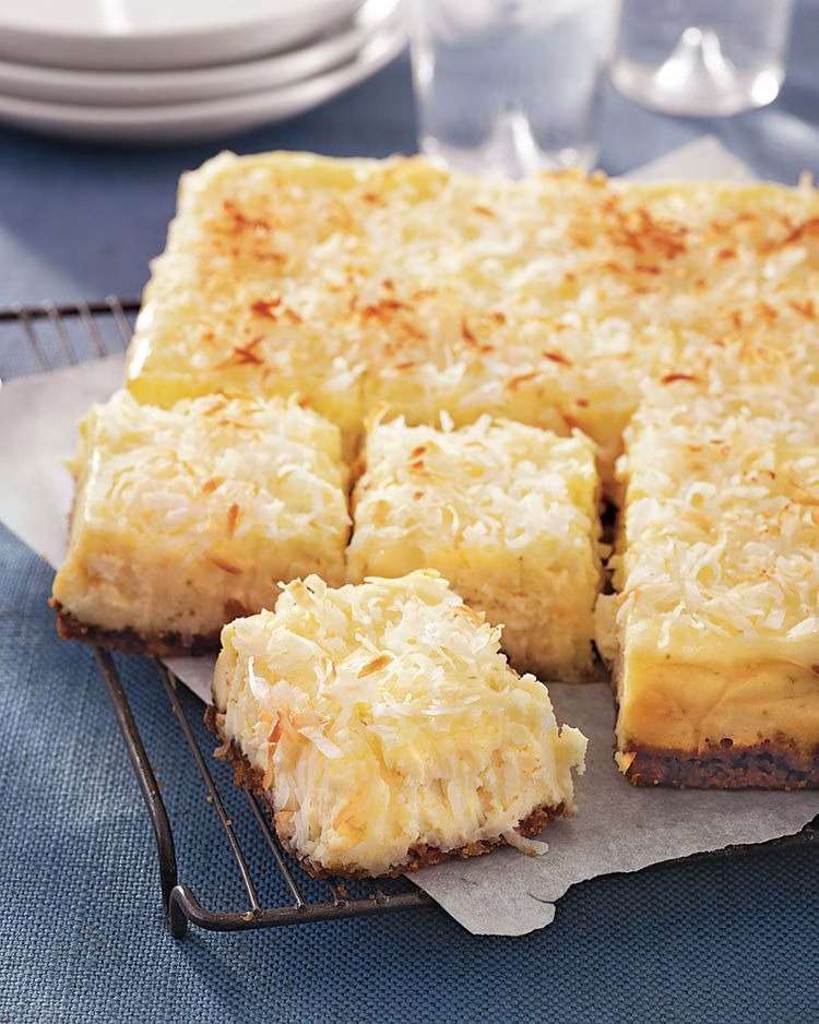 Skinny Coconut Cheesecake Bars Recipe