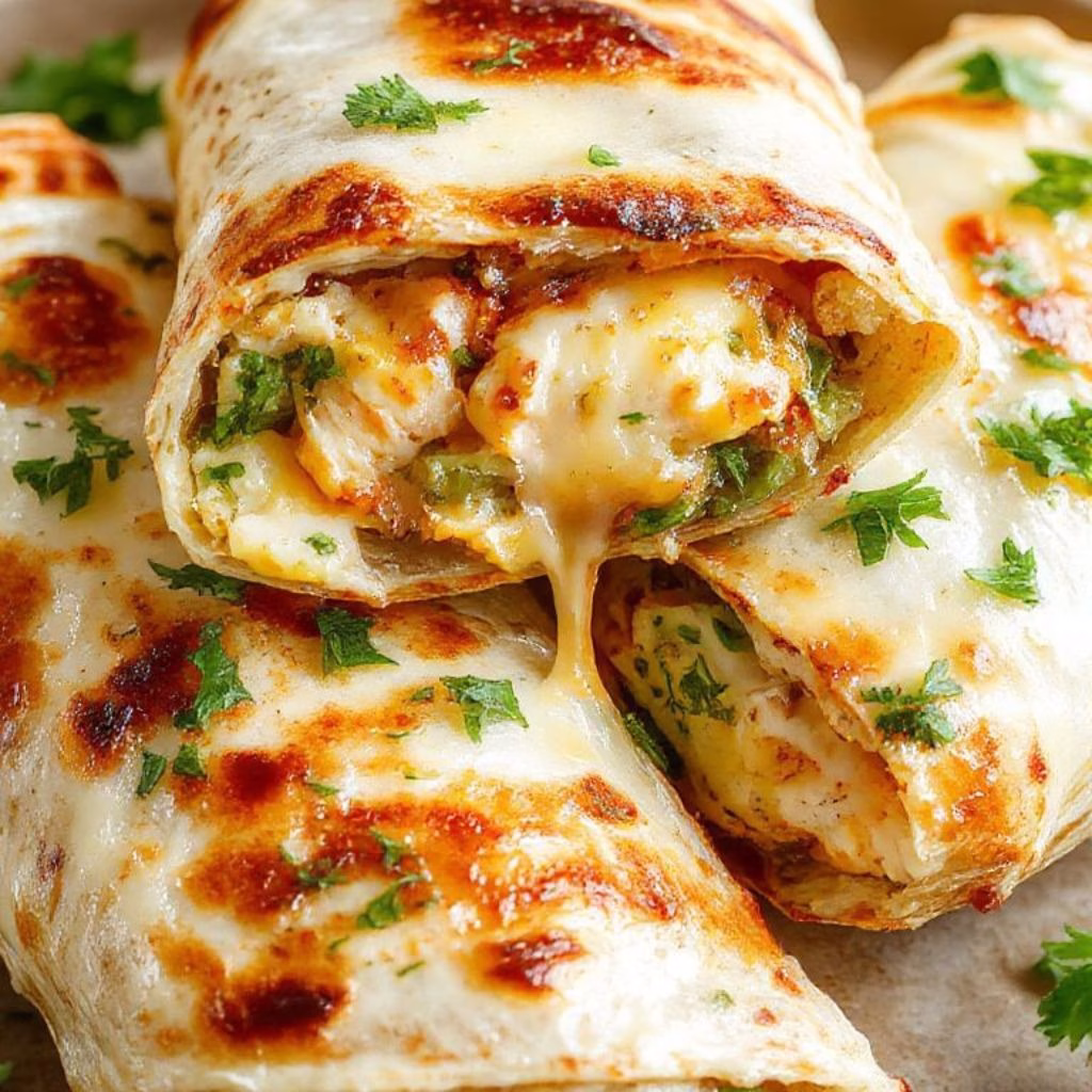 Cheesy Garlic Chicken Wraps Recipe