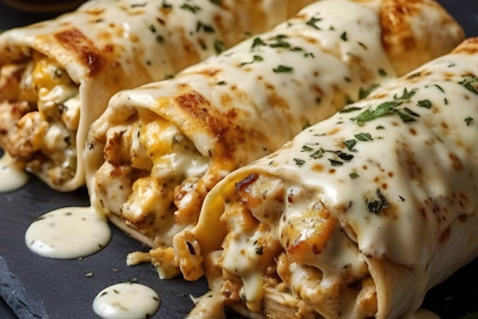 Cheesy Garlic Chicken Wraps Recipe