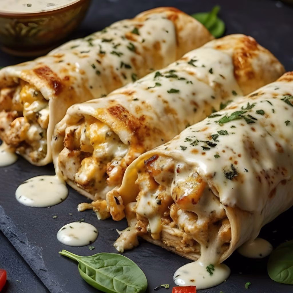 Cheesy Garlic Chicken Wraps Recipe