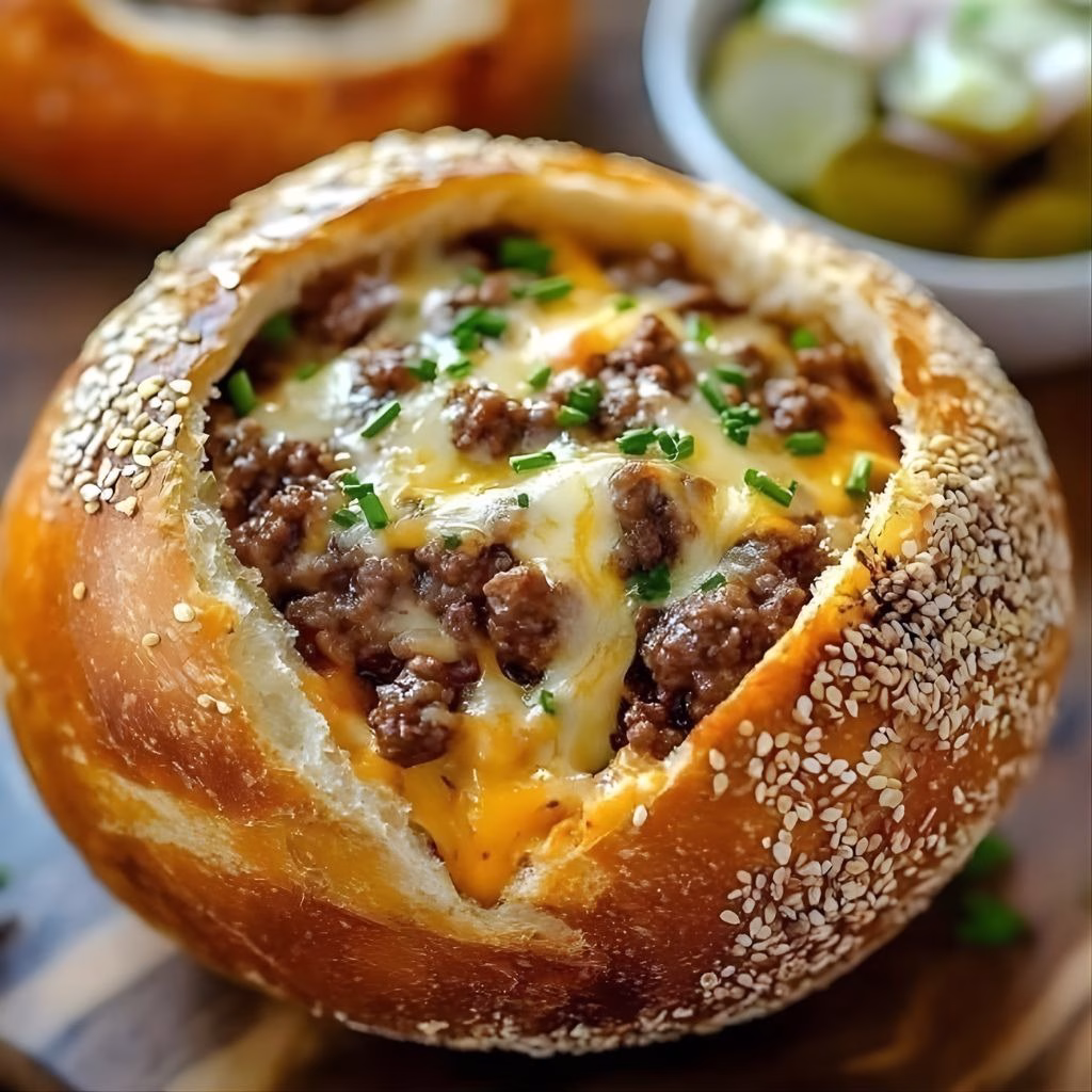 Cheesy Ground Beef Stuffed Bread Roll Recipe