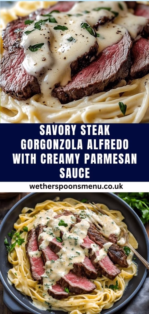 Savory Steak Gorgonzola Alfredo with Creamy Parmesan Sauce Recipe