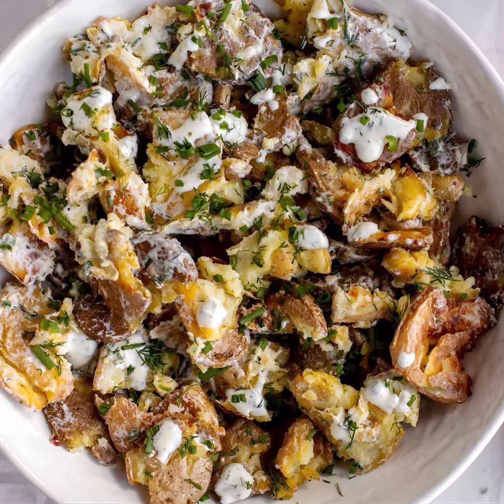 Buttermilk Herb Smashed Potato Salad Recipe
